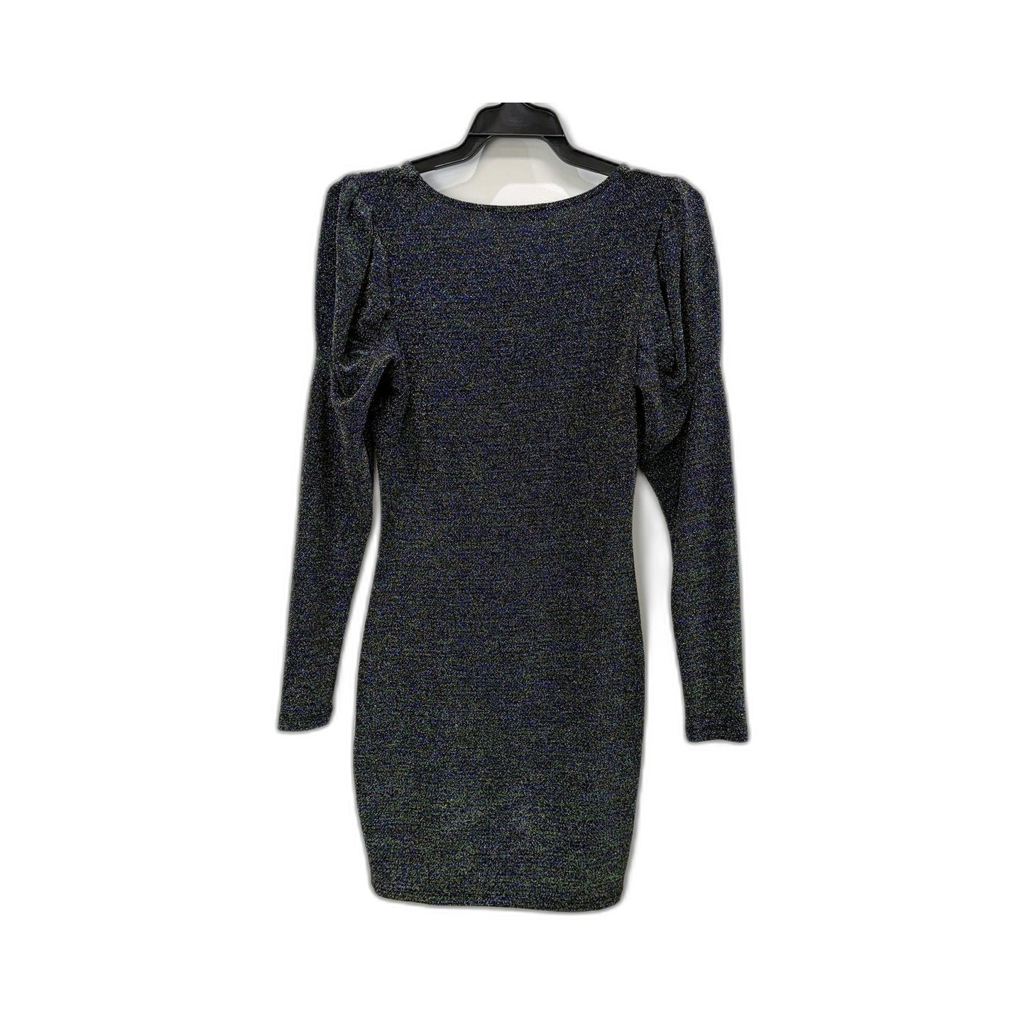 Pull&Bear Womens Sparkly Dress Black Sparkles Bodycon Puff Sleeve Size M