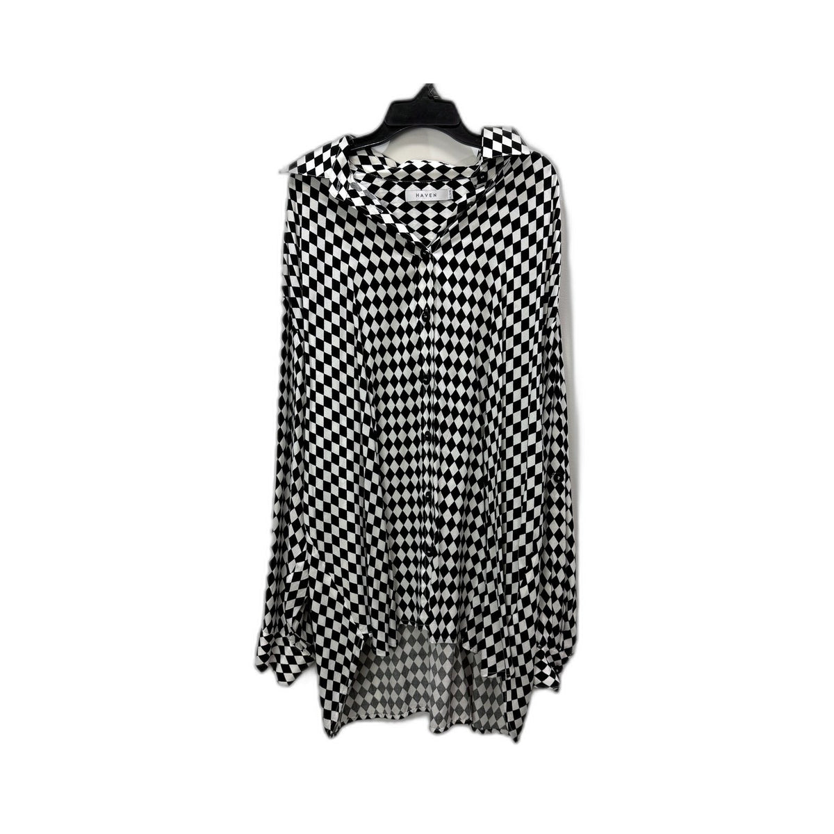 Haven Womens Checkered Houndstooth Button Front Dress Black and White Size NEW
