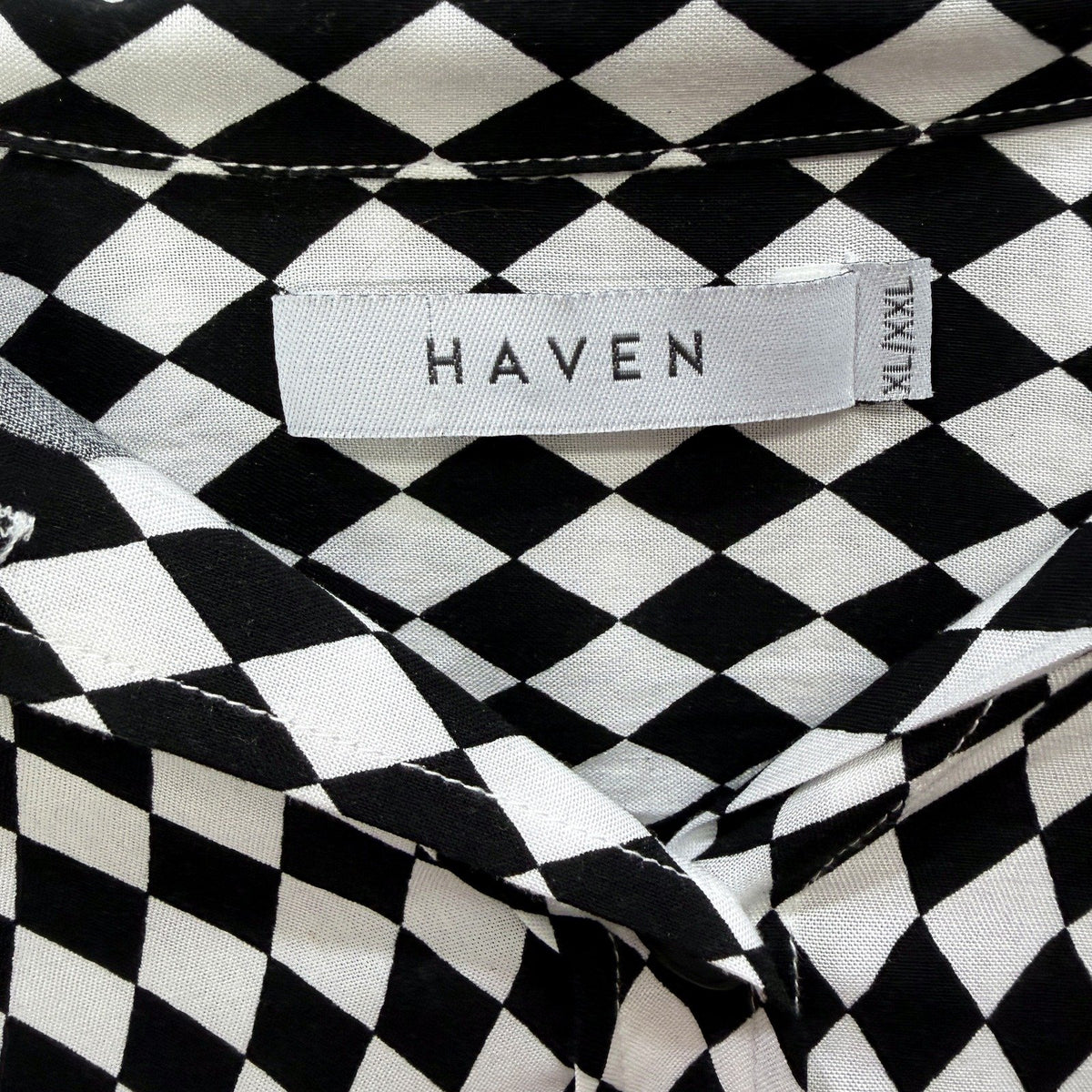 Haven Womens Checkered Houndstooth Button Front Dress Black and White Size NEW