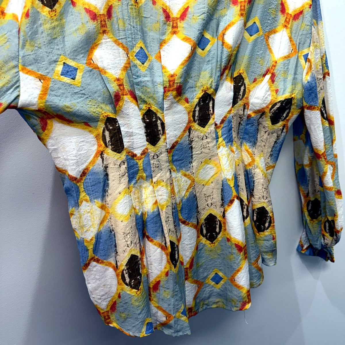 Little coquille Womens Patterned Button-Down Shirt Viscose Nylon Top Size 12 NEW