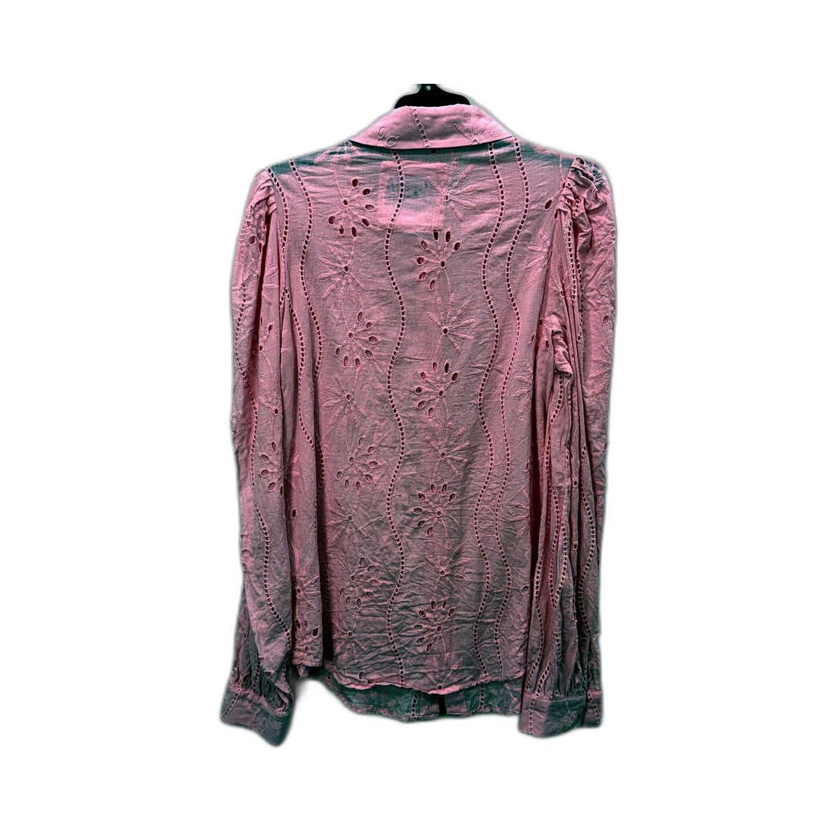 Hitchley & Harrow Womens Embroidered Floral Blouse Pink Cotton Size XS NEW