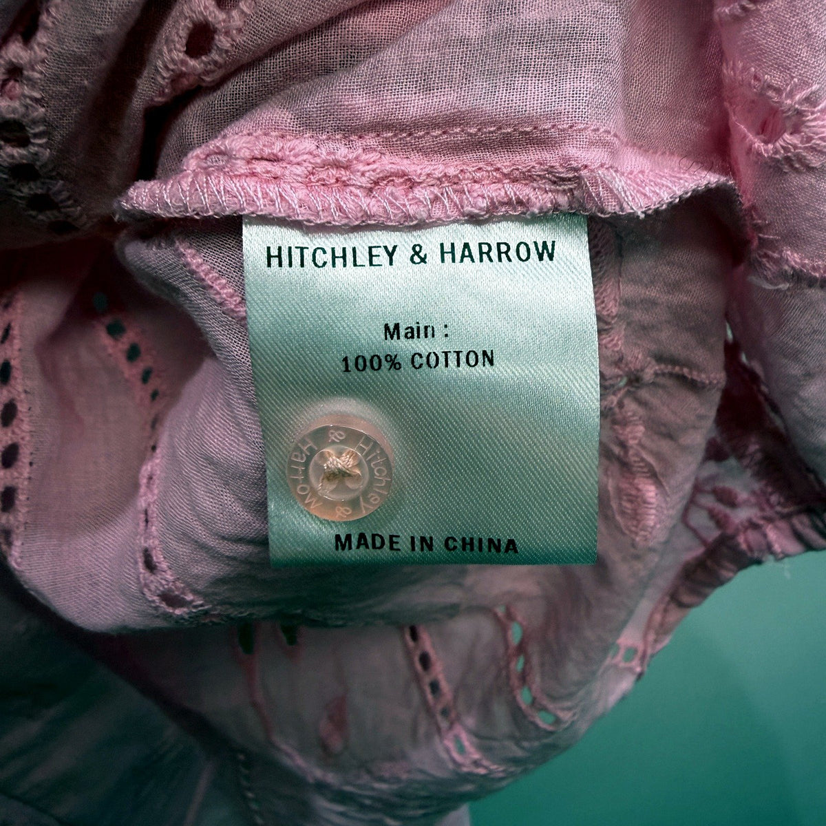 Hitchley & Harrow Womens Embroidered Floral Blouse Pink Cotton Size XS NEW