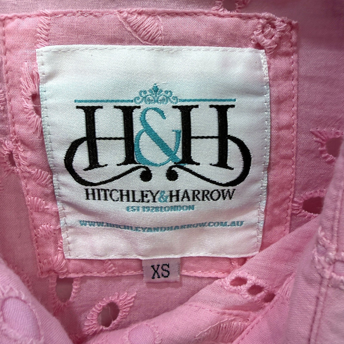 Hitchley & Harrow Womens Embroidered Floral Blouse Pink Cotton Size XS NEW
