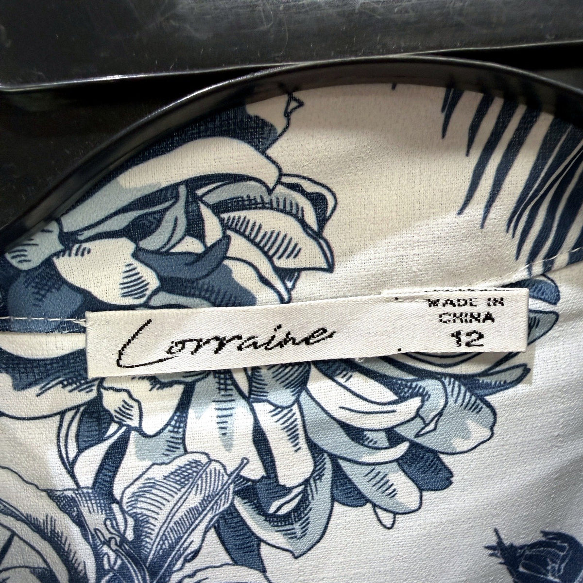 Corraine Womens Button-Down Puff Sleeve Shirt Blue and White Lightweight Sz 12