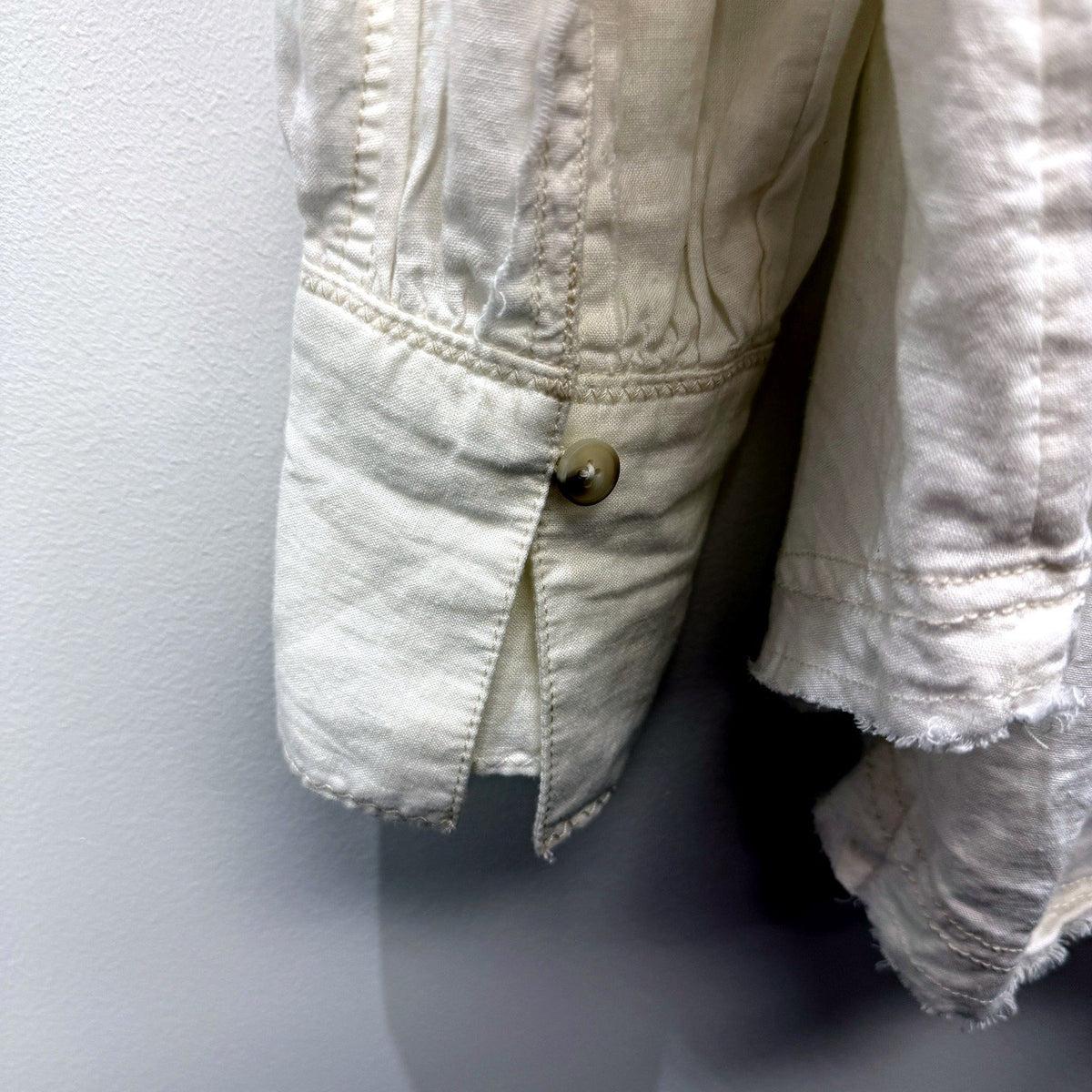 We Are Free Womens Button-Down Shirt Relaxed Fit Linen Viscose White Size XS