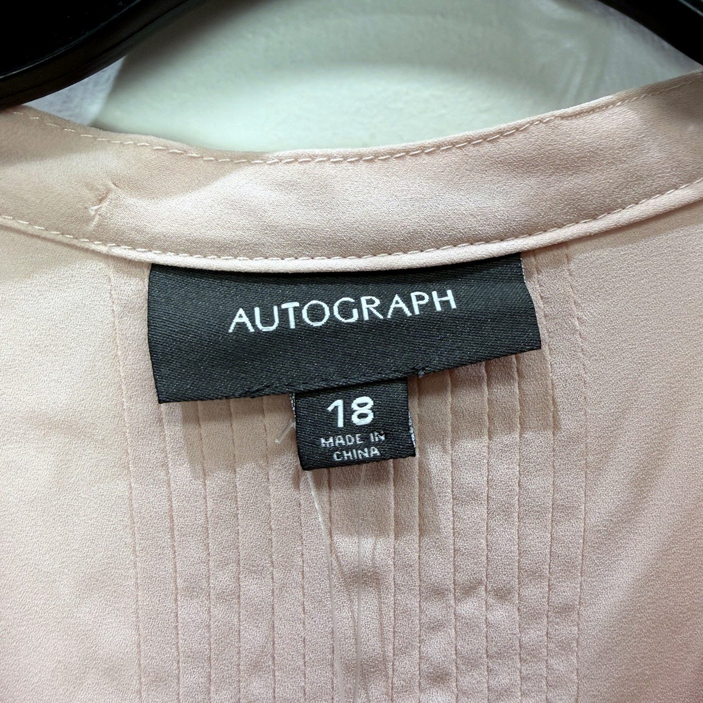 Autograph Womens Pleated Button-Front Blouse in Blush Pink, Size 18 NEW