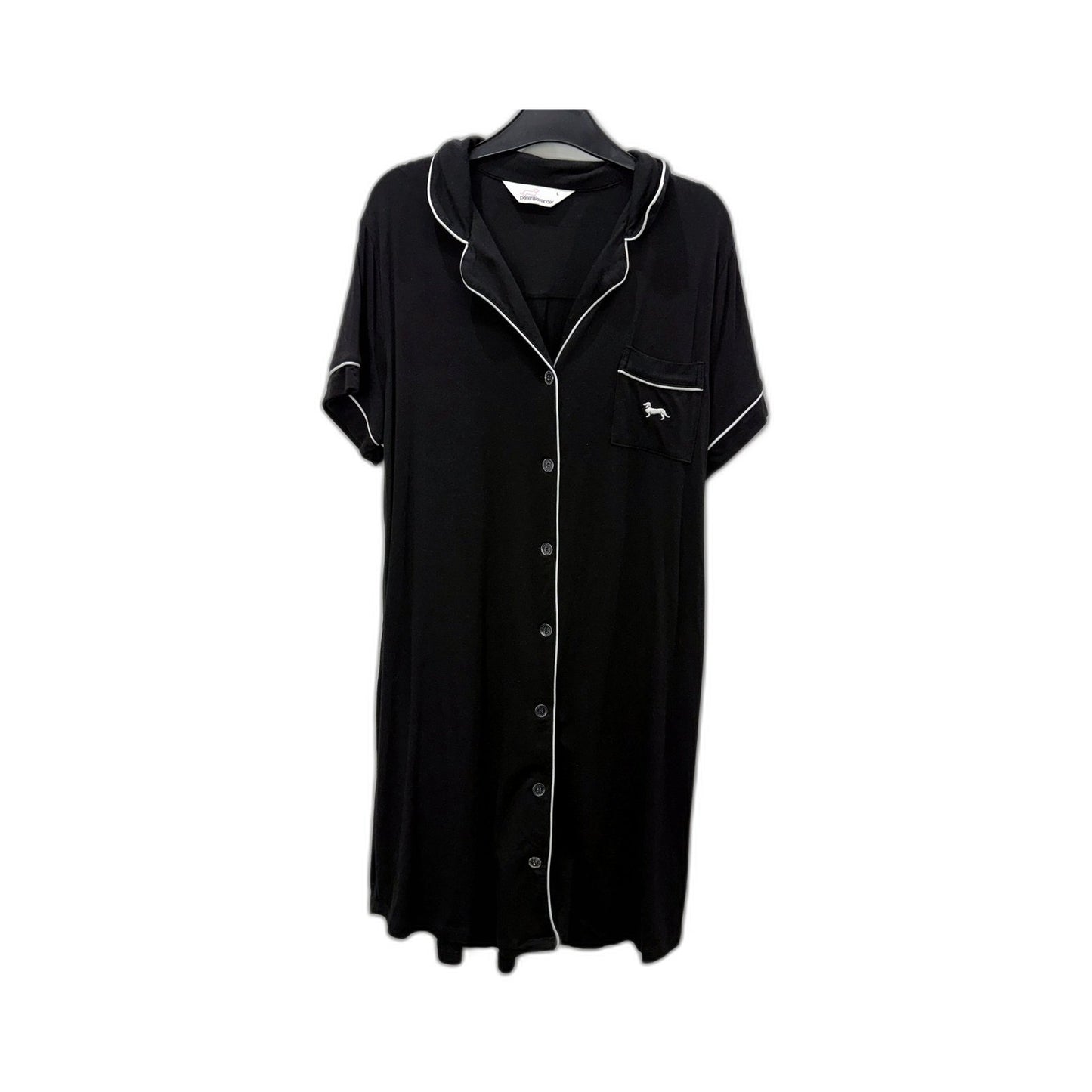 Peter Alexander Womens Button Up Hooded Nightgown Black Size L NEW