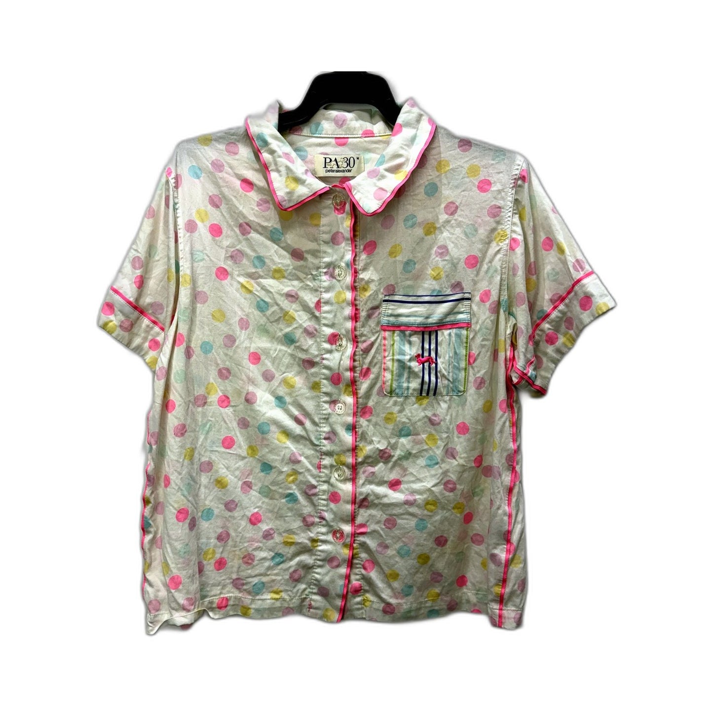 Peter Alexander Womens Polka Dot Cotton Pajama Top Multi Color Size M