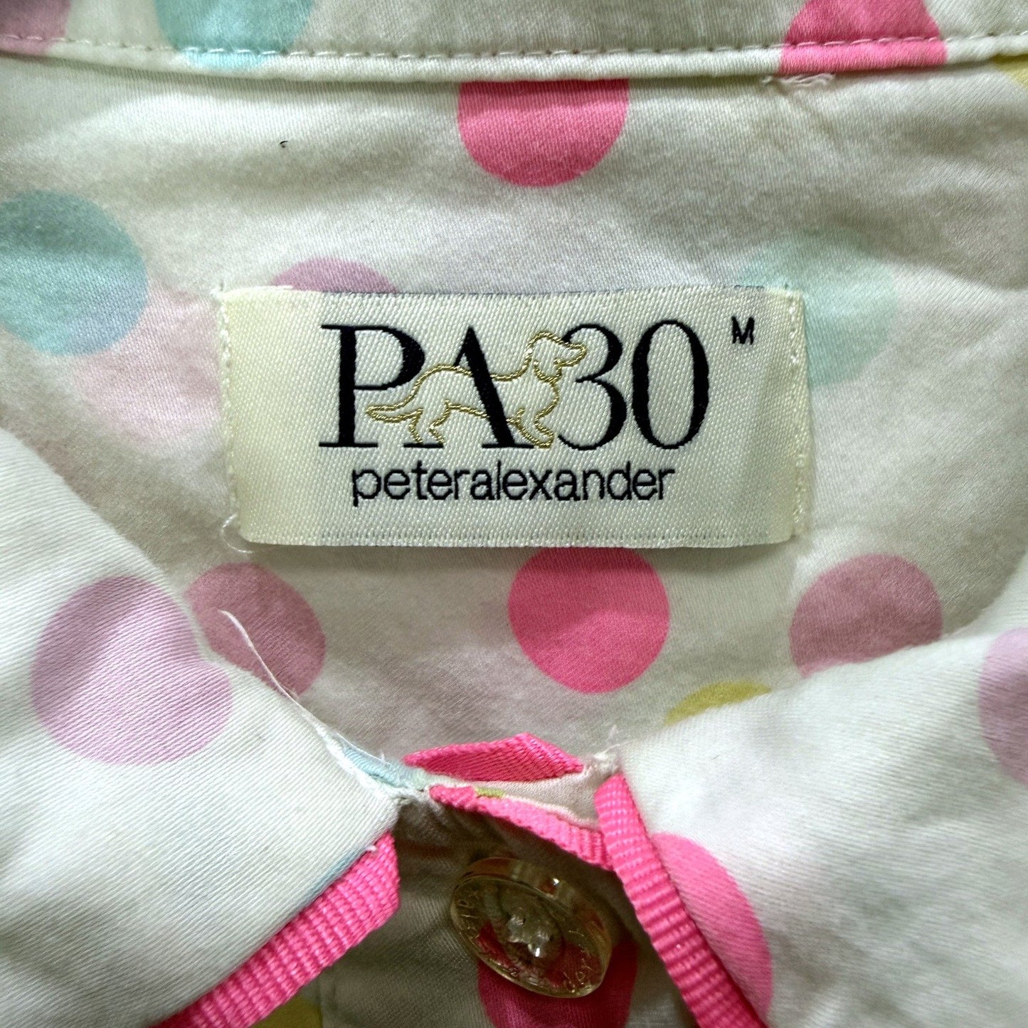 Peter Alexander Womens Polka Dot Cotton Pajama Top Multi Color Size M