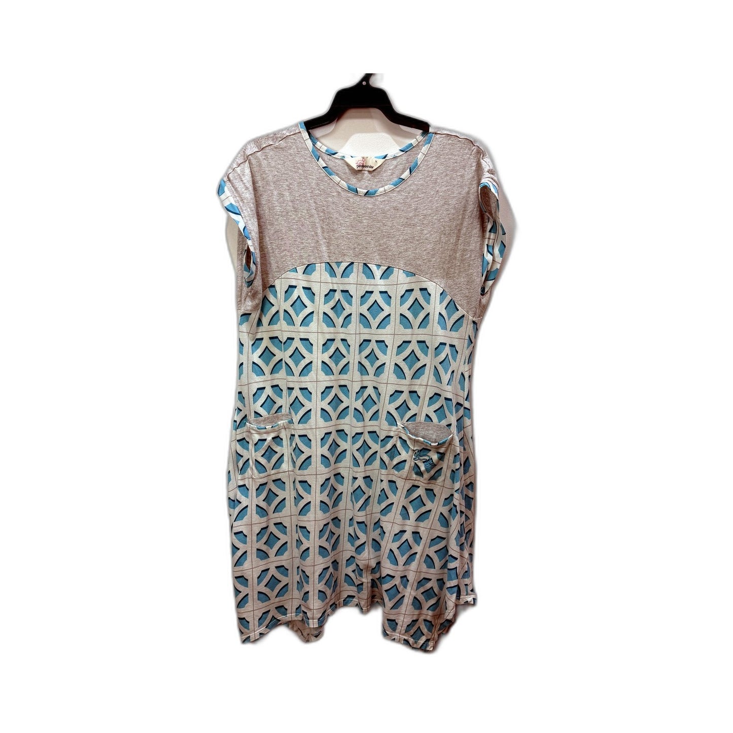 Peter Alexander Womens Geometric Print Pullover Sweatshirt Gray Blue Size L