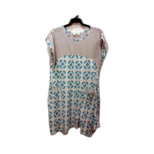 Peter Alexander Womens Geometric Print Pullover Sweatshirt Gray Blue Size L