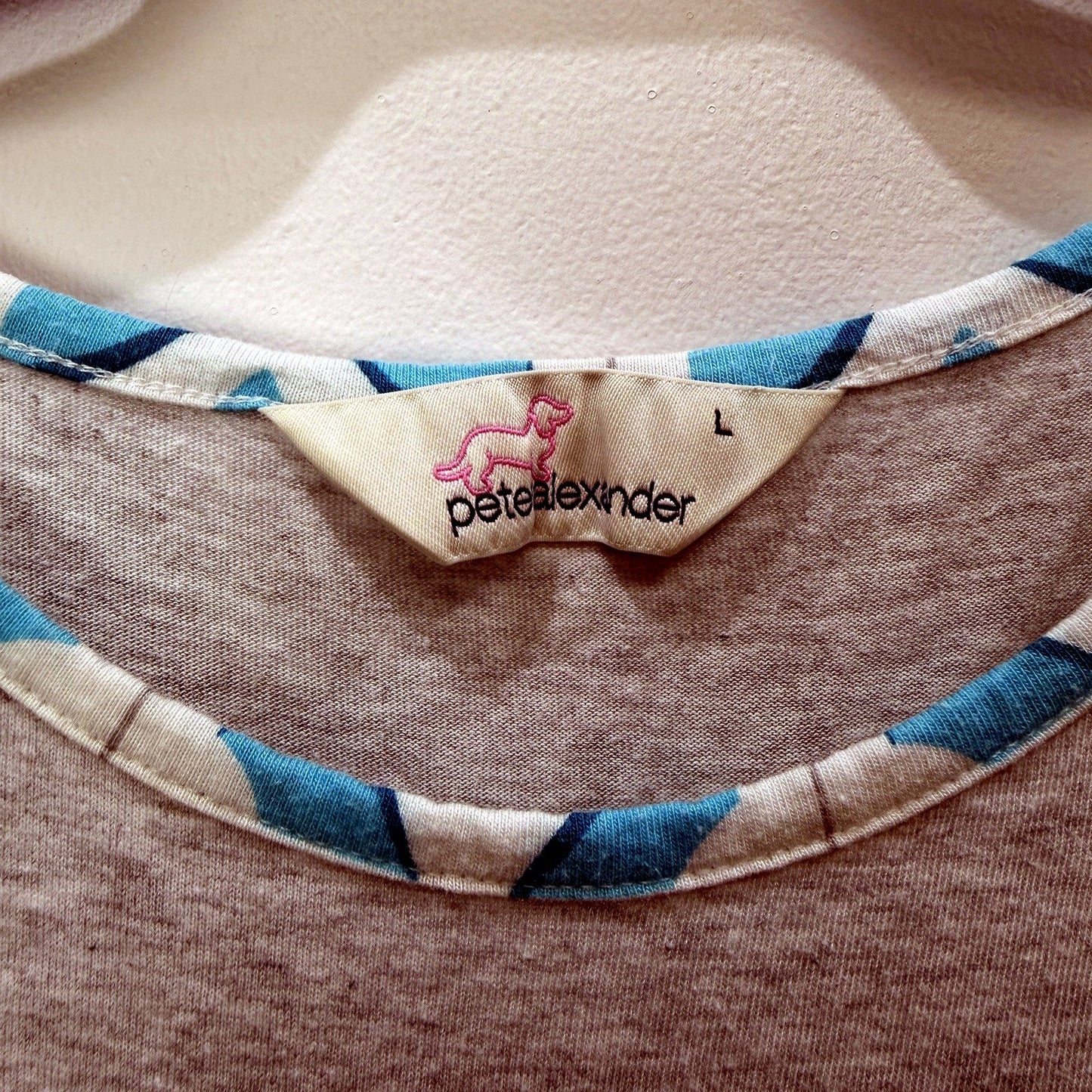 Peter Alexander Womens Geometric Print Pullover Sweatshirt Gray Blue Size L