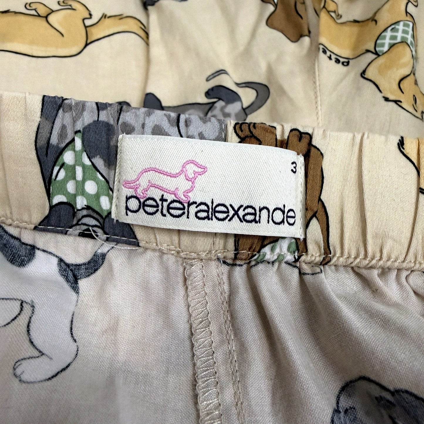 Peter Alexander Womens Beige Dog Print Cotton Pajama Pants Size 3+