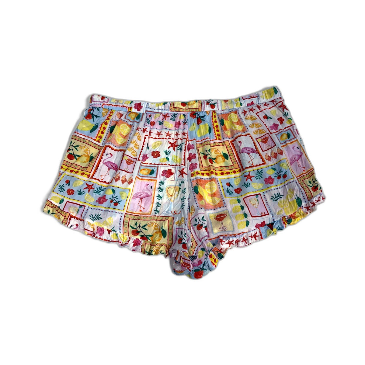 Peter Alexander Womens Floral Print Ruffle Elastic Waist Shorts Size 2 Size 2+
