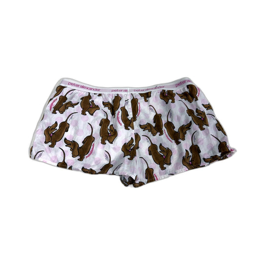 Peter Alexander Womens Dog Print Boxer Shorts in Pink & Brown, Size S