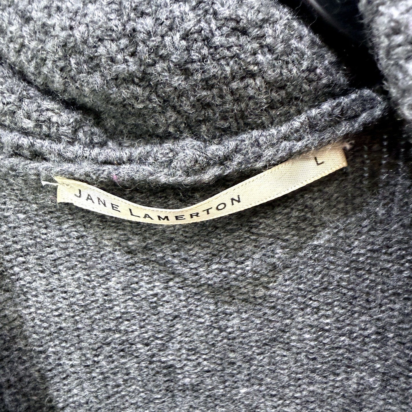 Jane Lamerton Womens Gray Cashmere Wool Cardigan Sweater Size L