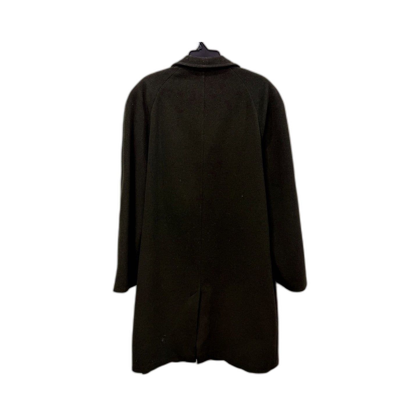Vintage Leonardo Mens Wool Overcoat Italian Dark Green/Grey Size Large