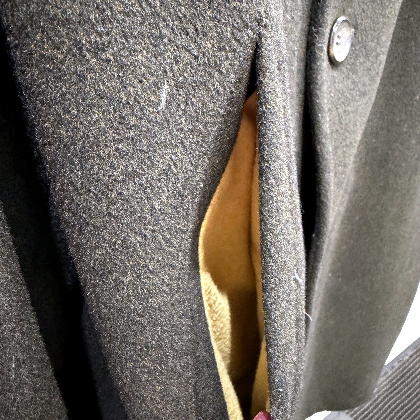Vintage Leonardo Mens Wool Overcoat Italian Dark Green/Grey Size Large