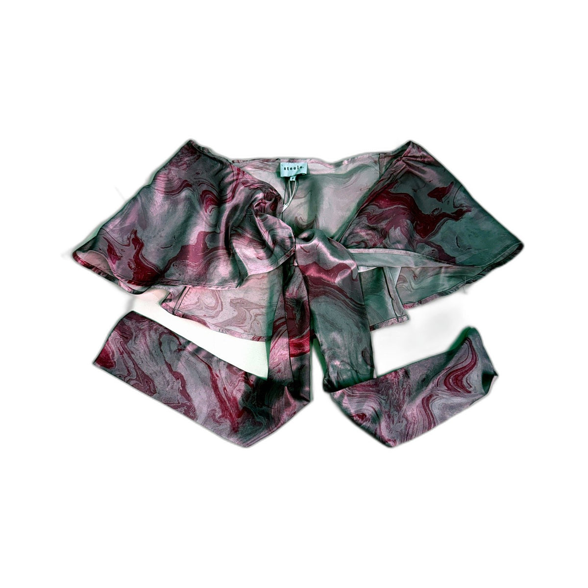 Steele Womens Peony Swirl Silk Shoulder Scarf Floral Multi Color Sz S NEW
