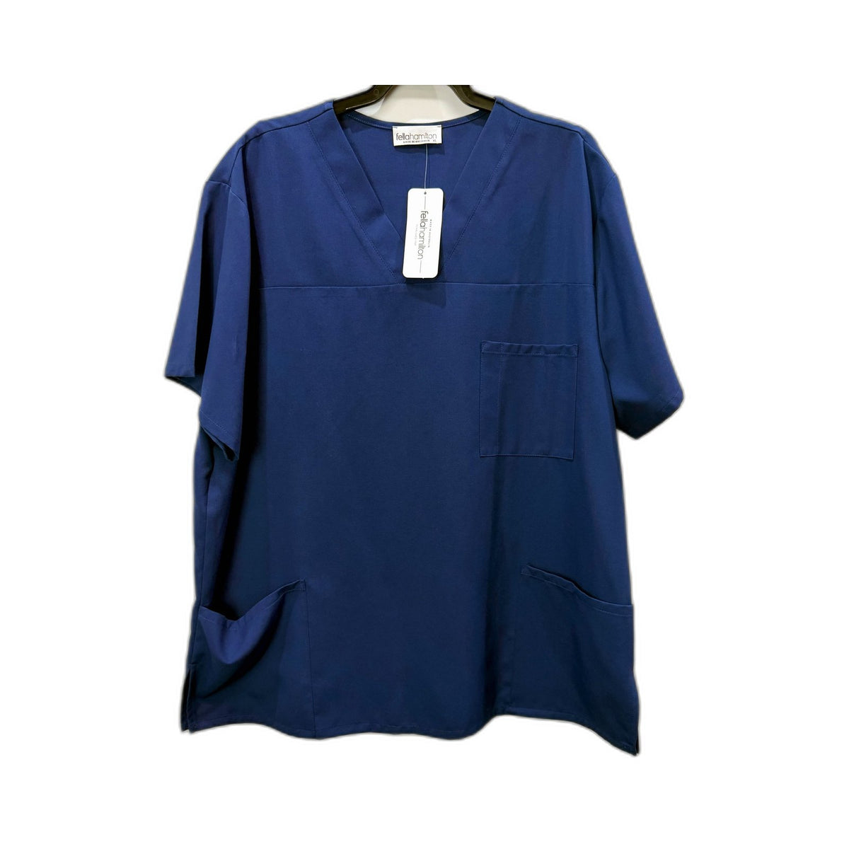Fellahamilton Unisex 'V' Neck Drawstring Scrubs Navy Blue Cotton Blend Size NEW