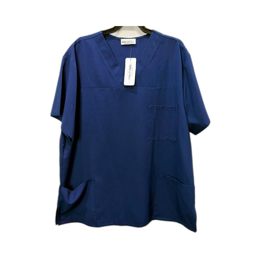 Fellahamilton Unisex 'V' Neck Drawstring Scrubs Navy Blue Cotton Blend Size NEW