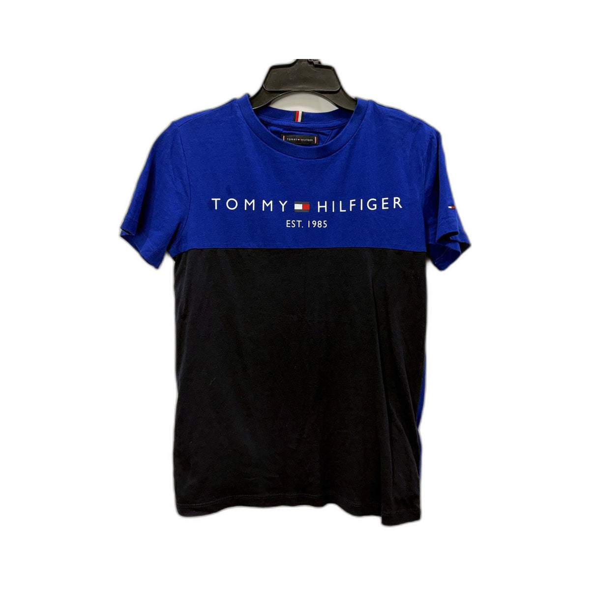 Tommy Hilfiger T-Shirt Boys Colorblock Pullover Sweatshirt Blue and Black Size