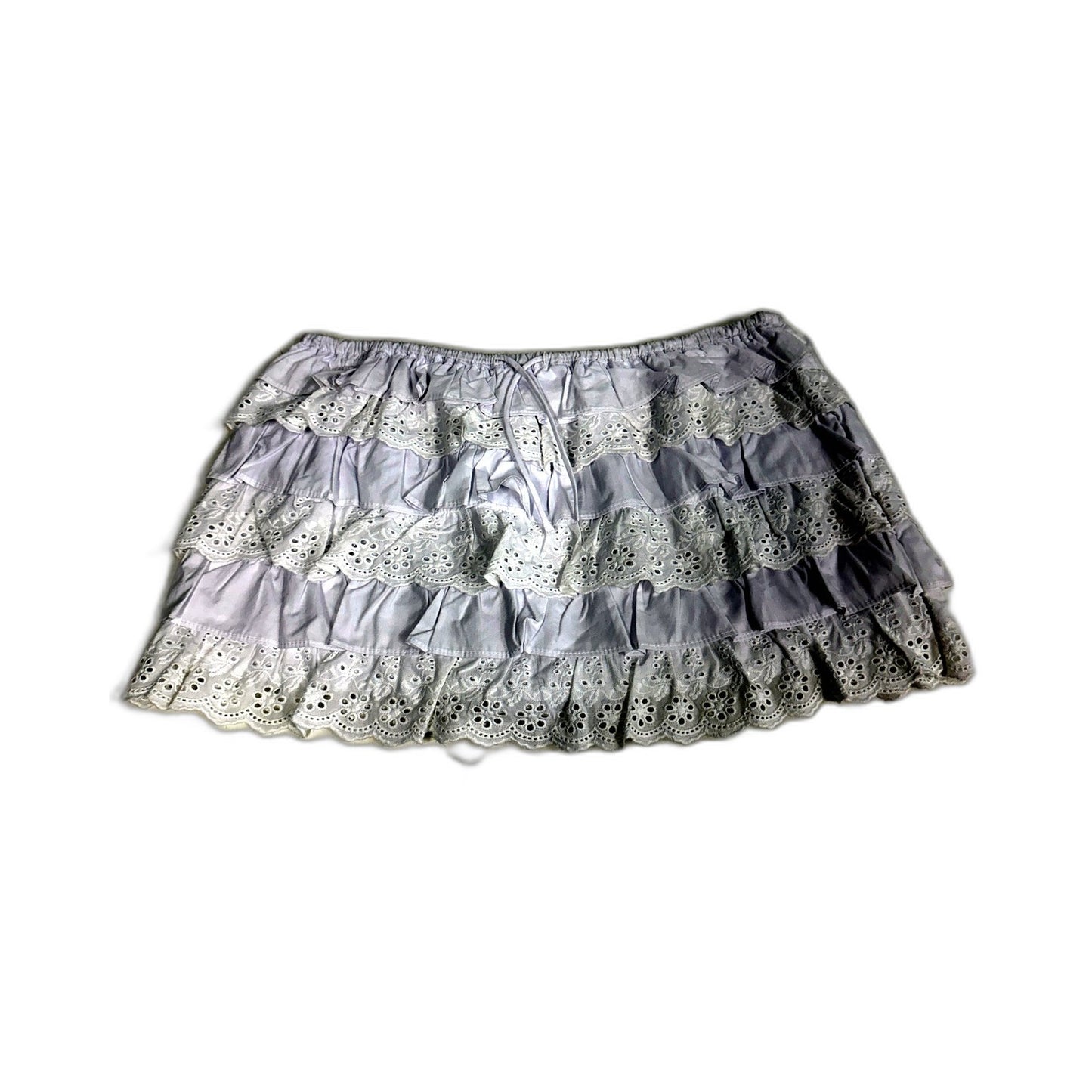 Subtitled Womens Ruffled Lace Mini Skirt White Casual Feminine Style Size M NEW