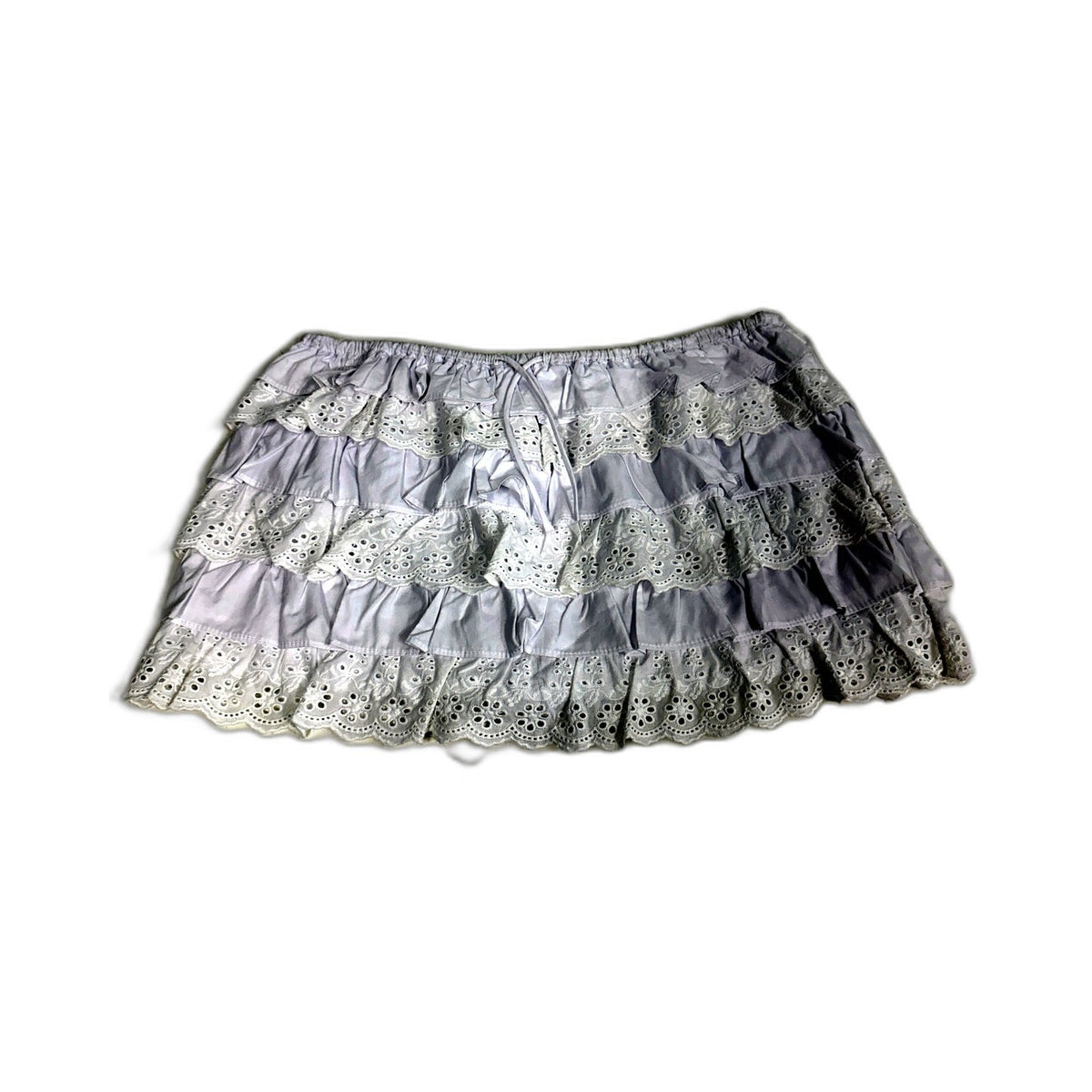 Subtitled Womens Ruffle Lace Mini Skirt in White Cotton Blend Size L NEW