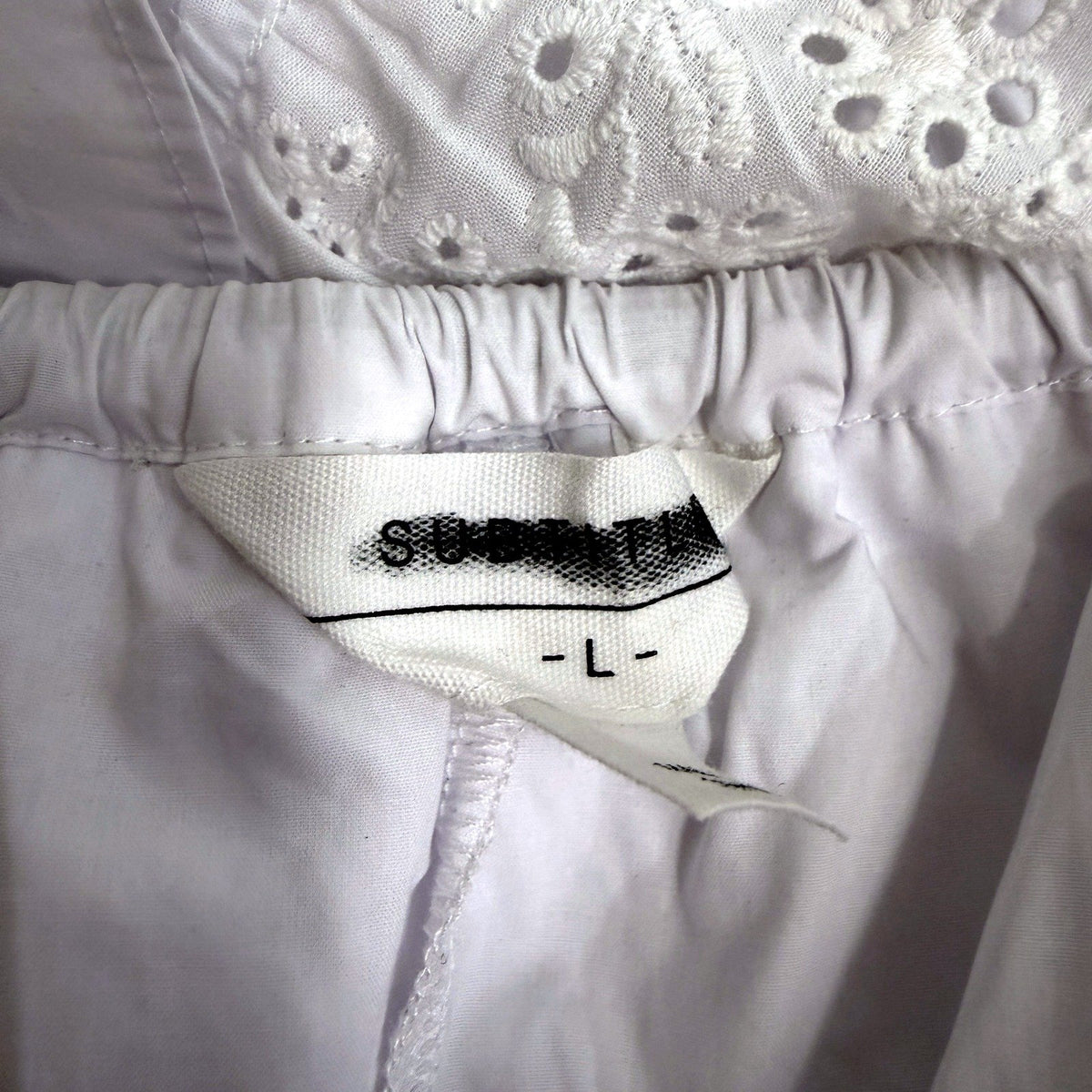 Subtitled Womens Ruffle Lace Mini Skirt in White Cotton Blend Size L NEW