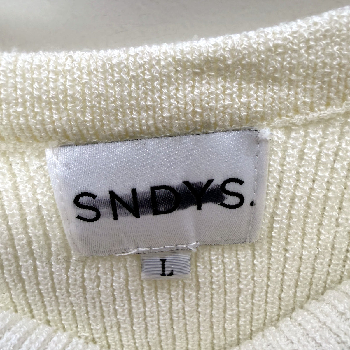 SNDY's Womens Midi Knit Skirt Ribbed Pullover Sweater Beige/Cream Size L
