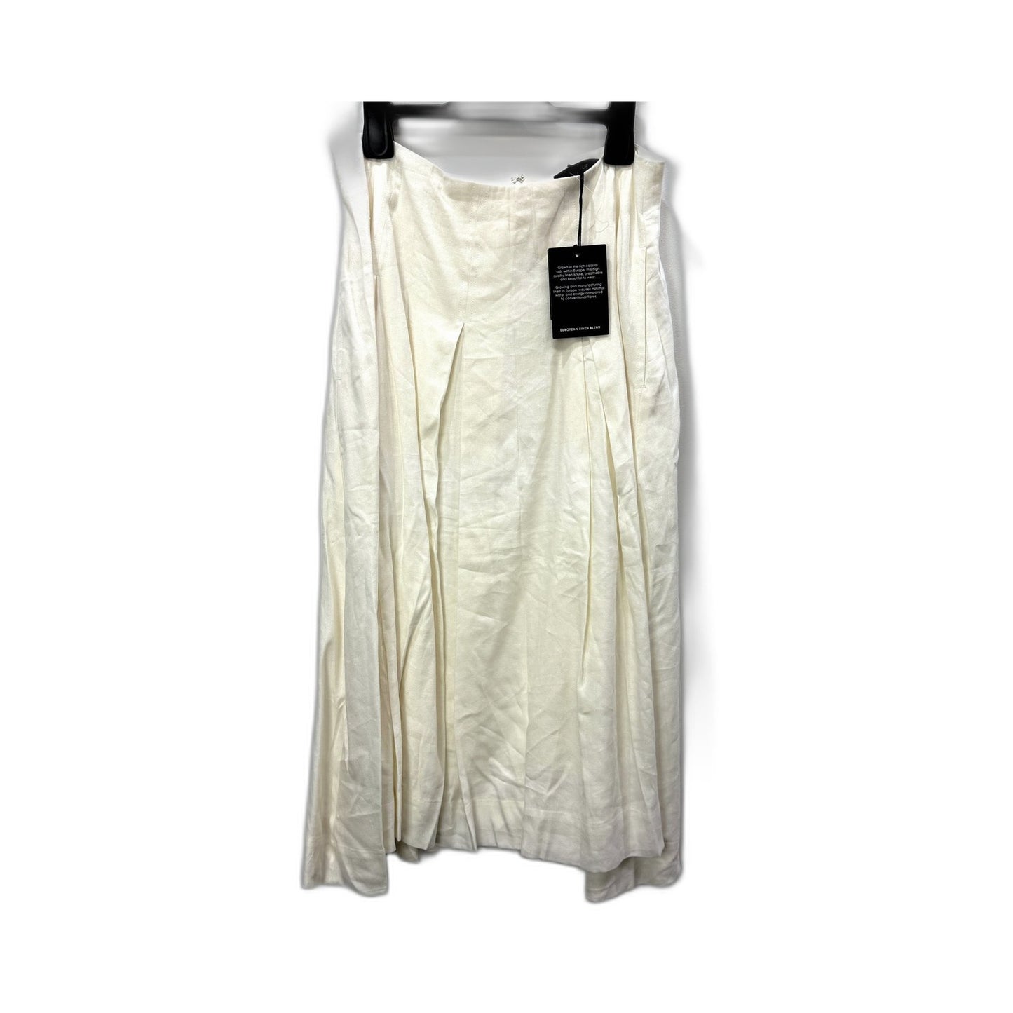 Basque Womens Pleated Midi Skirt - Casual Feminine Cotton Ivory Size 10 NEW