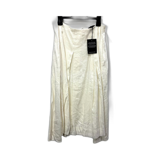 Basque Womens Pleated Midi Skirt - Casual Feminine Cotton Ivory Size 10 NEW