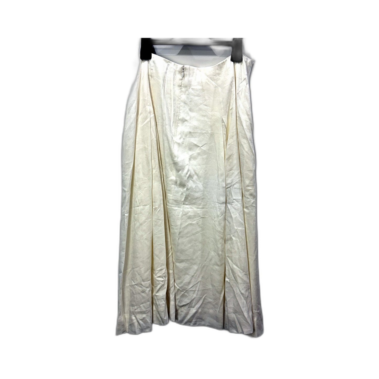 Basque Womens Pleated Midi Skirt - Casual Feminine Cotton Ivory Size 10 NEW