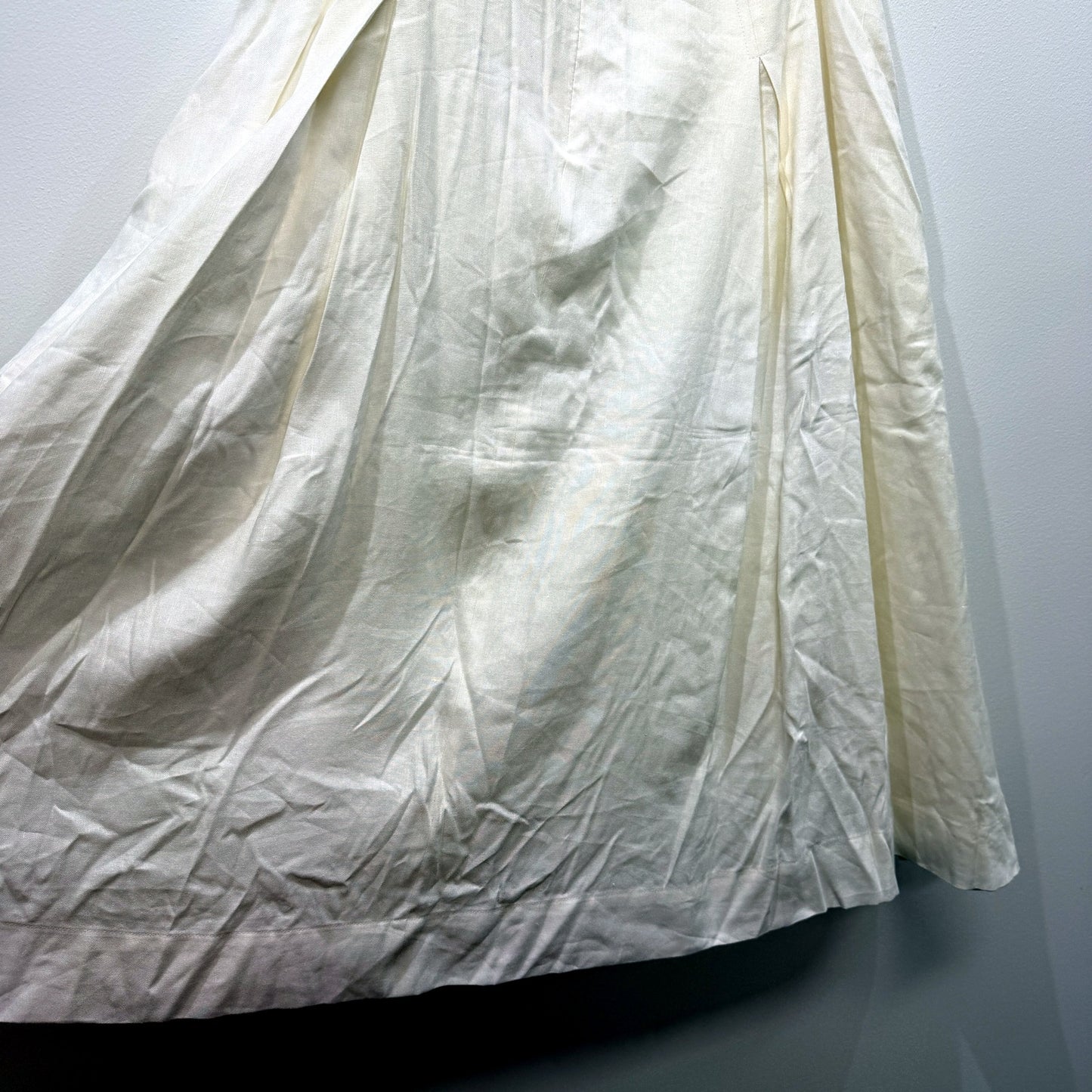 Basque Womens Pleated Midi Skirt - Casual Feminine Cotton Ivory Size 10 NEW