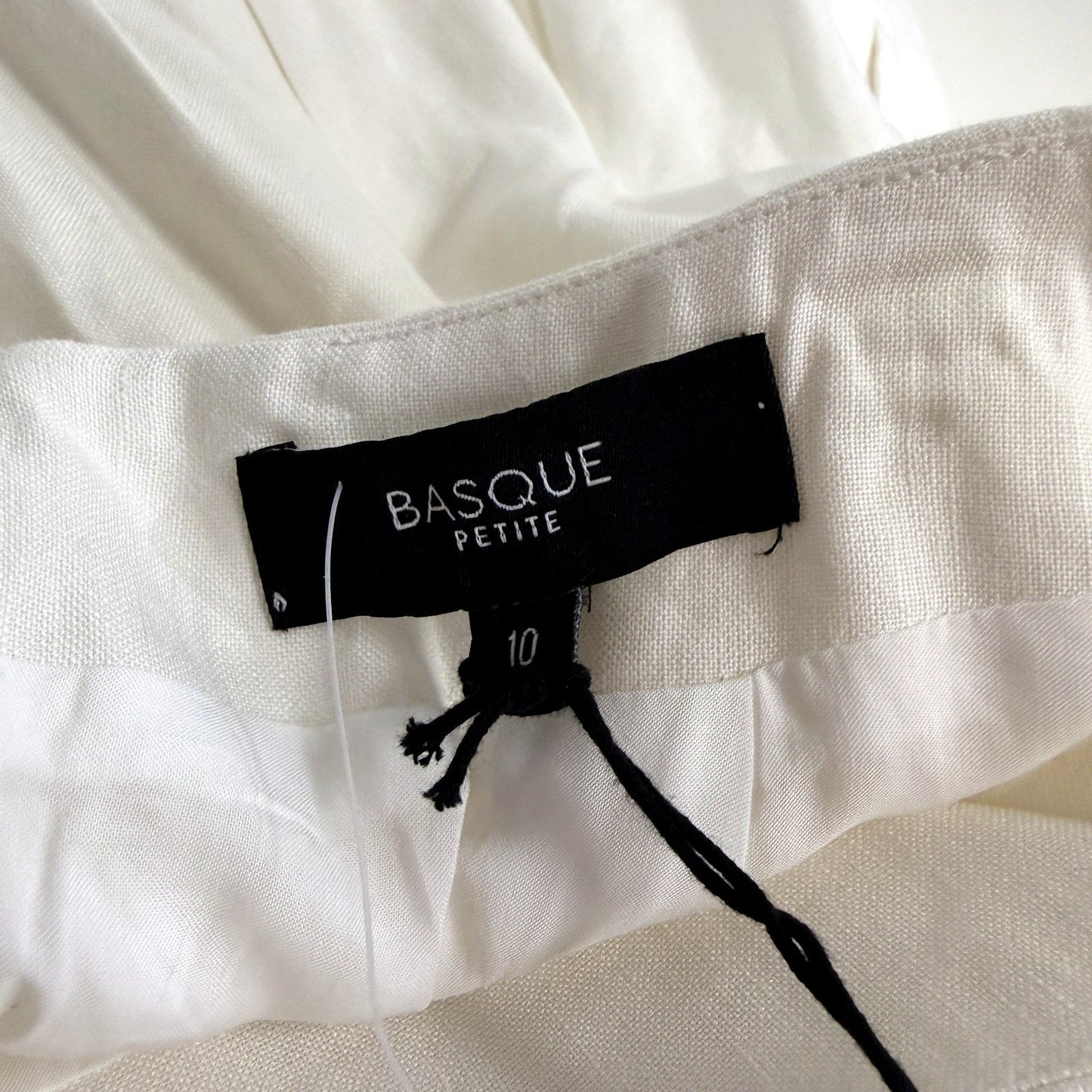 Basque Womens Pleated Midi Skirt - Casual Feminine Cotton Ivory Size 10 NEW
