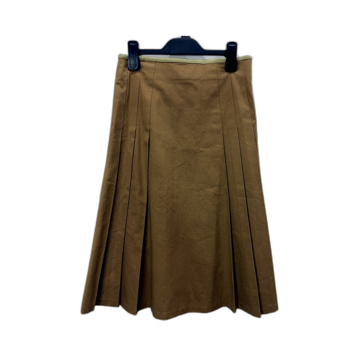 Duchess Womens Pleated Midi Skirt Lightweight Cotton Casual Tan Size M