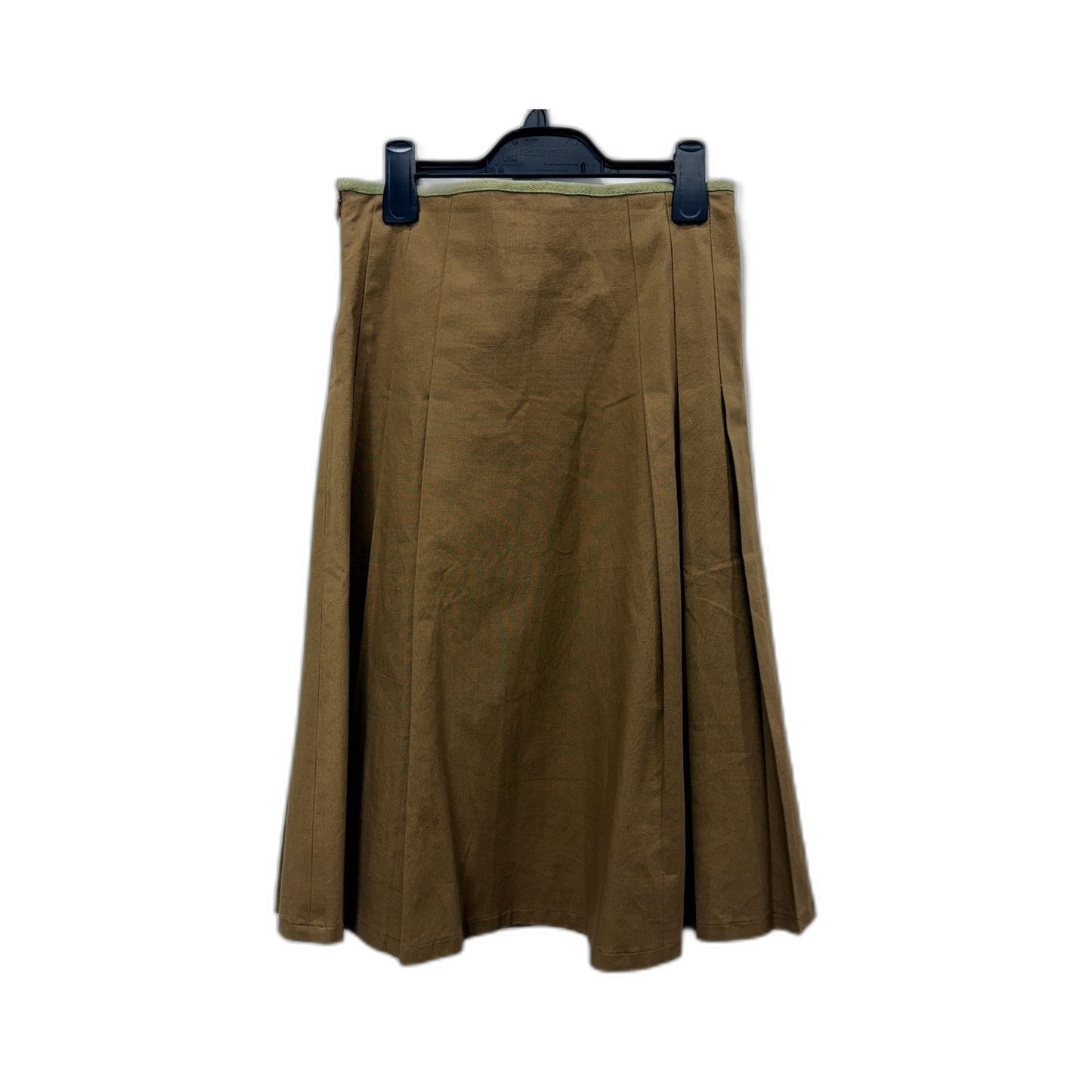 Duchess Womens Pleated Midi Skirt Lightweight Cotton Casual Tan Size M