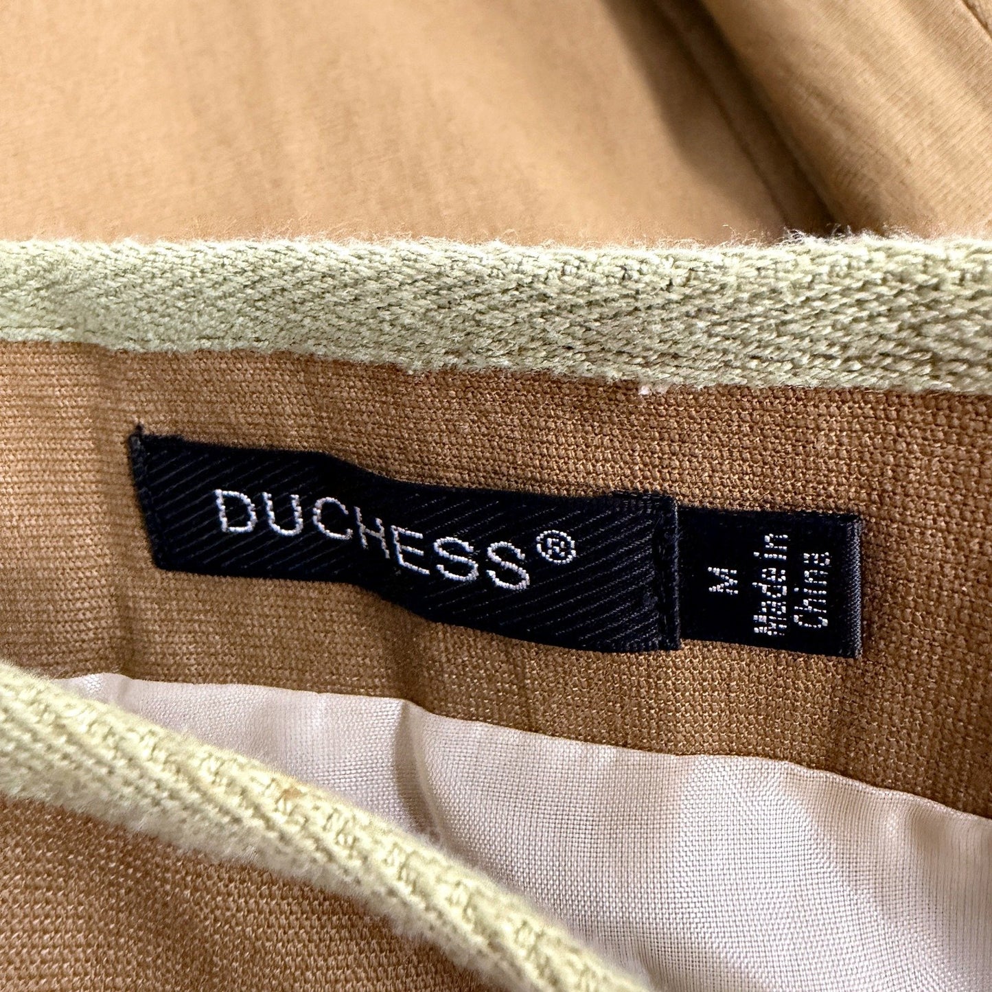 Duchess Womens Pleated Midi Skirt Lightweight Cotton Casual Tan Size M