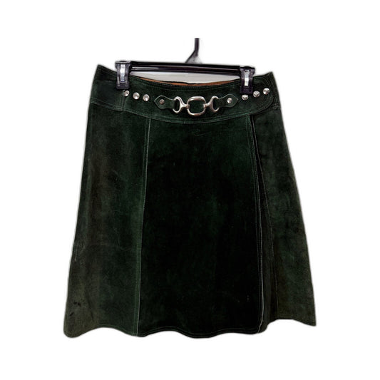 Faux Womens Suede Midi Skirt in Dark Viridian - Casual Feminine Style Large