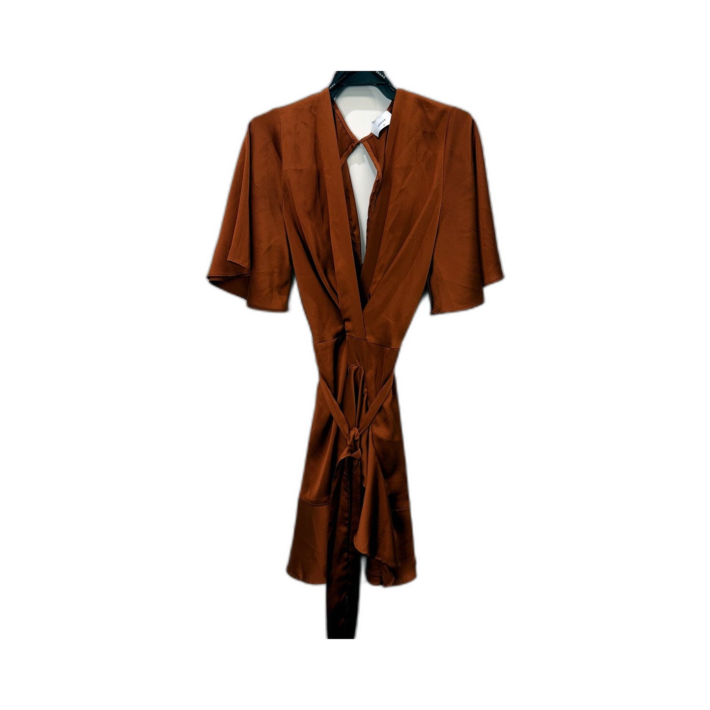 Sheike Womens Suede Belted Robe Midi Dress in Rust Orange Bronze, Size 10