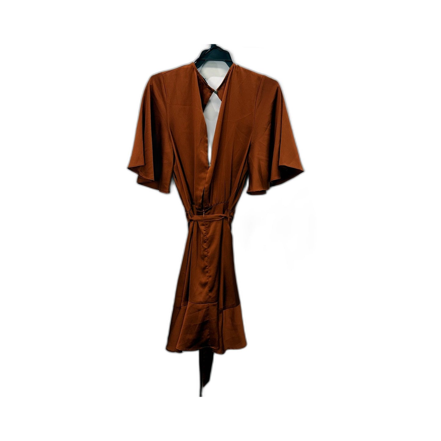 Sheike Womens Suede Belted Robe Midi Dress in Rust Orange Bronze, Size 10