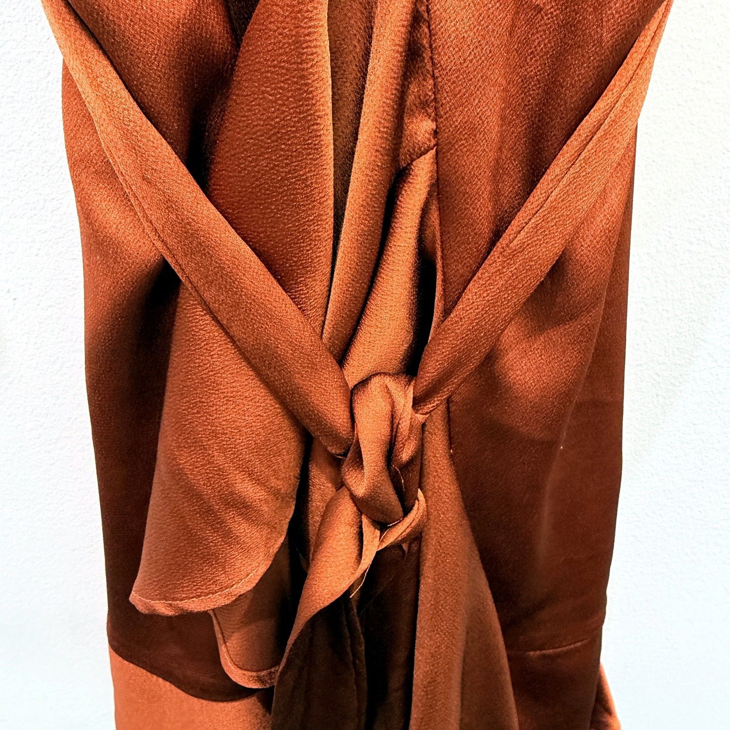 Sheike Womens Suede Belted Robe Midi Dress in Rust Orange Bronze, Size 10