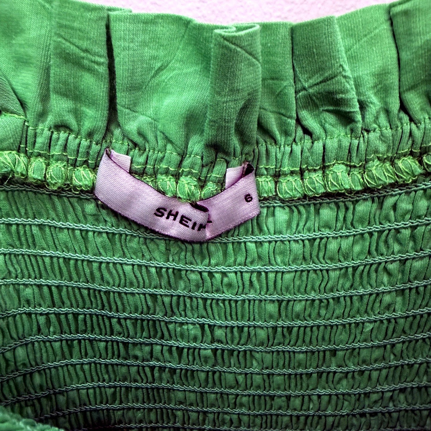 Sheike Womens Tiered Sundress Green Smocked Linen Boho Summer Dress Size 6
