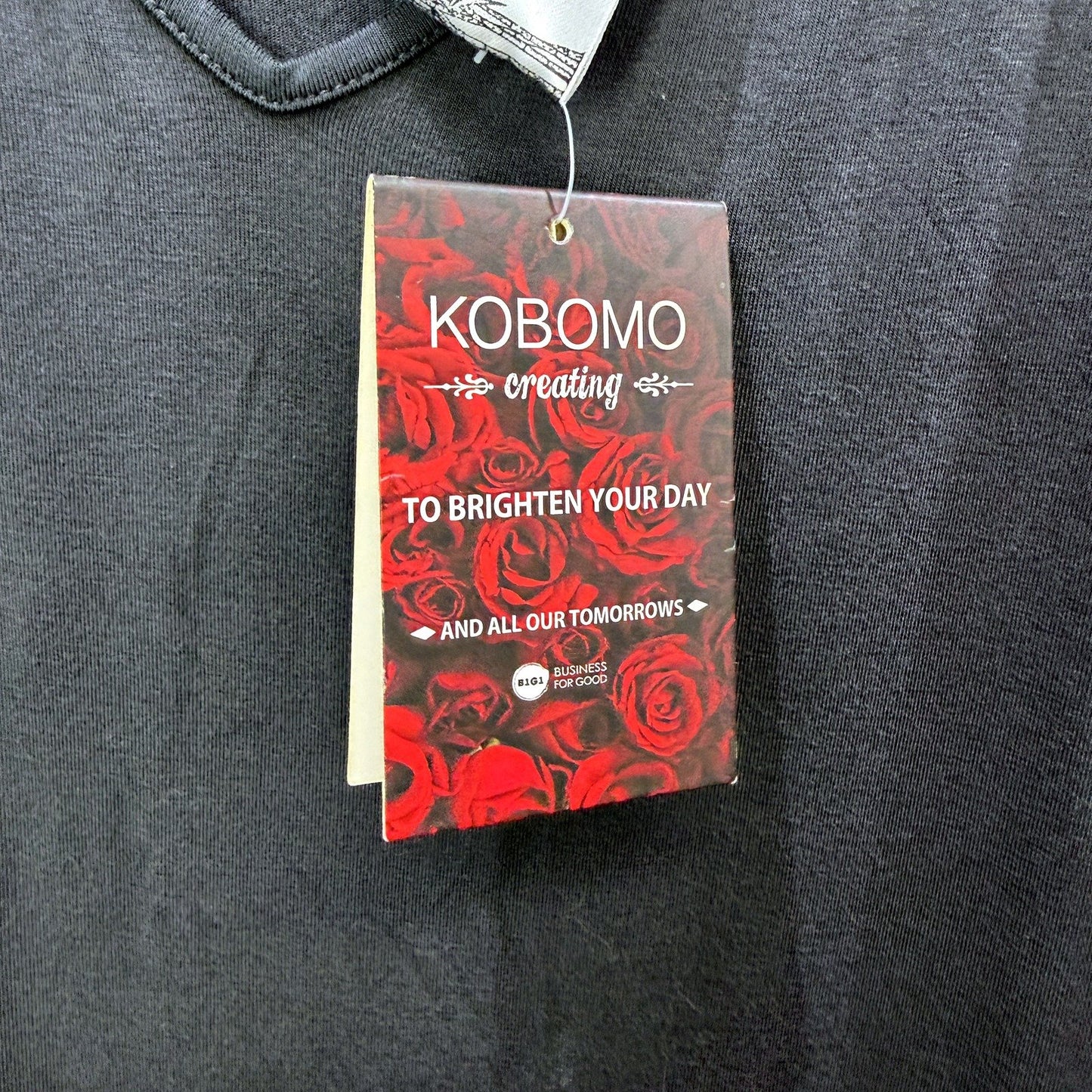Kobomo Womens Loose Flowy Pullover Dress Dark Grey Bamboo Rayon Size Large NEW