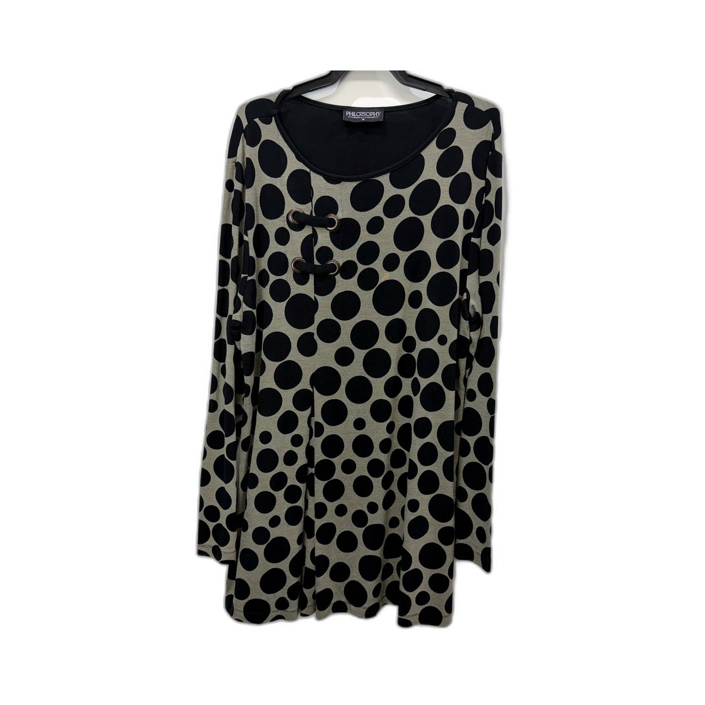 Philosophy Womens Polka Dot Dress Casual Feminine Comfortable Black and Gray