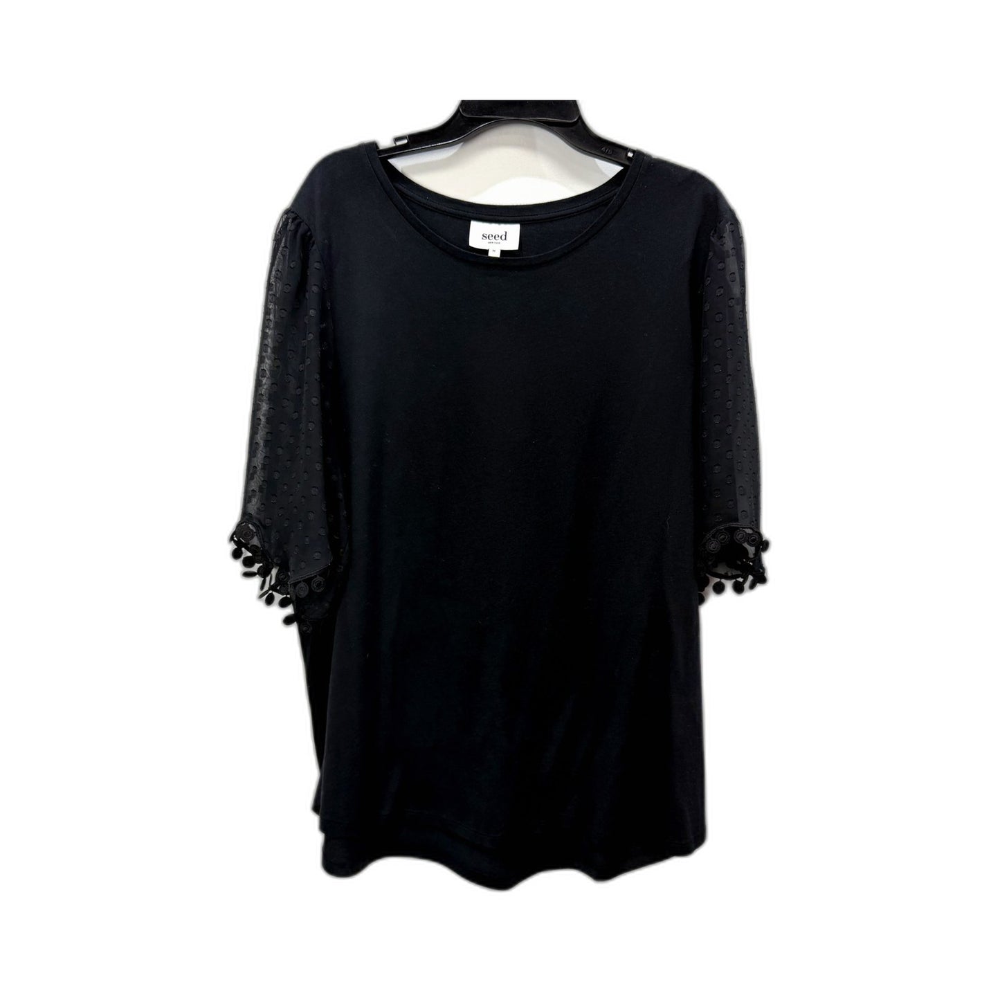 Seed Heritage Womens Puff Sleeve Polka Dot Pullover Sweatshirt Black Size M