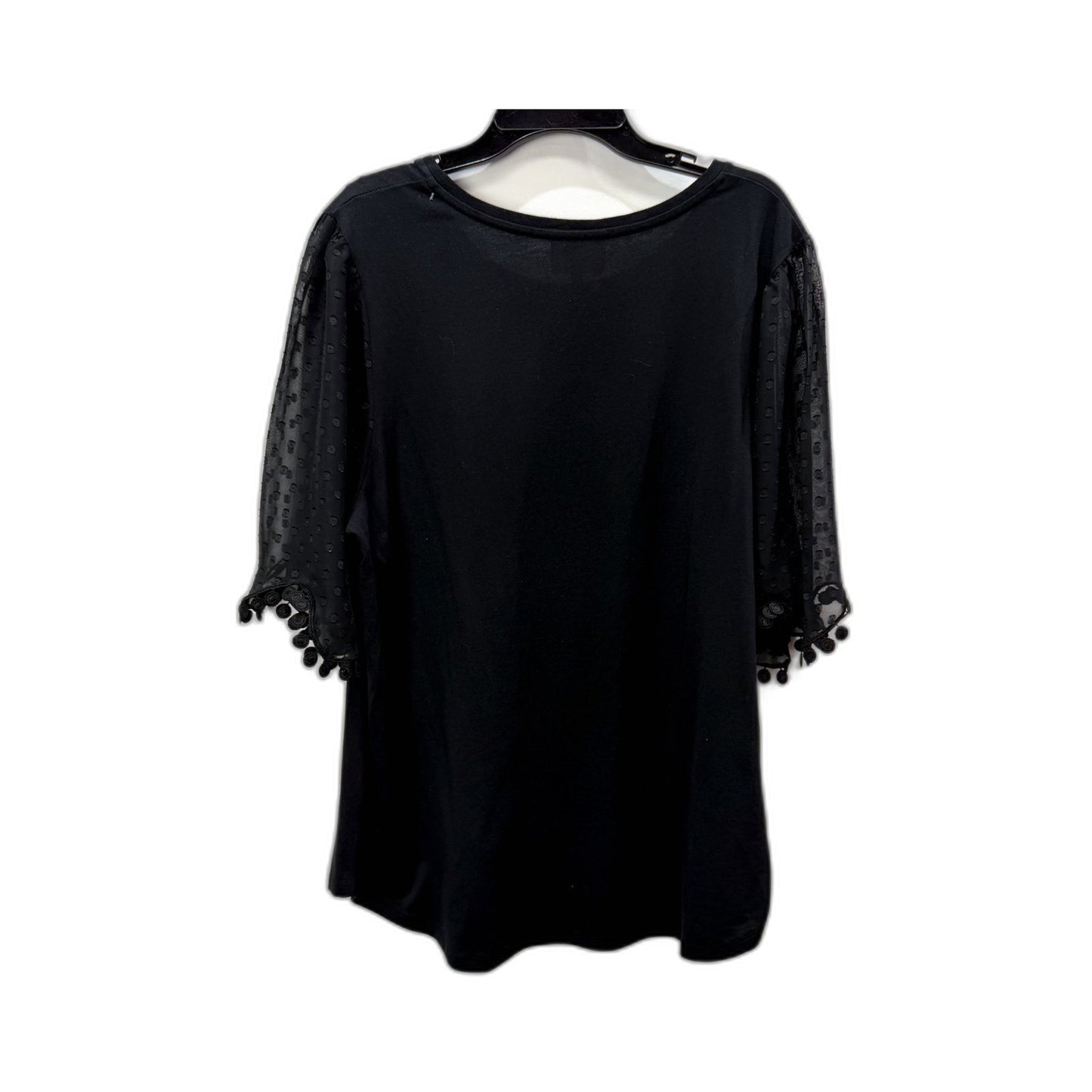 Seed Heritage Womens Puff Sleeve Polka Dot Pullover Sweatshirt Black Size M