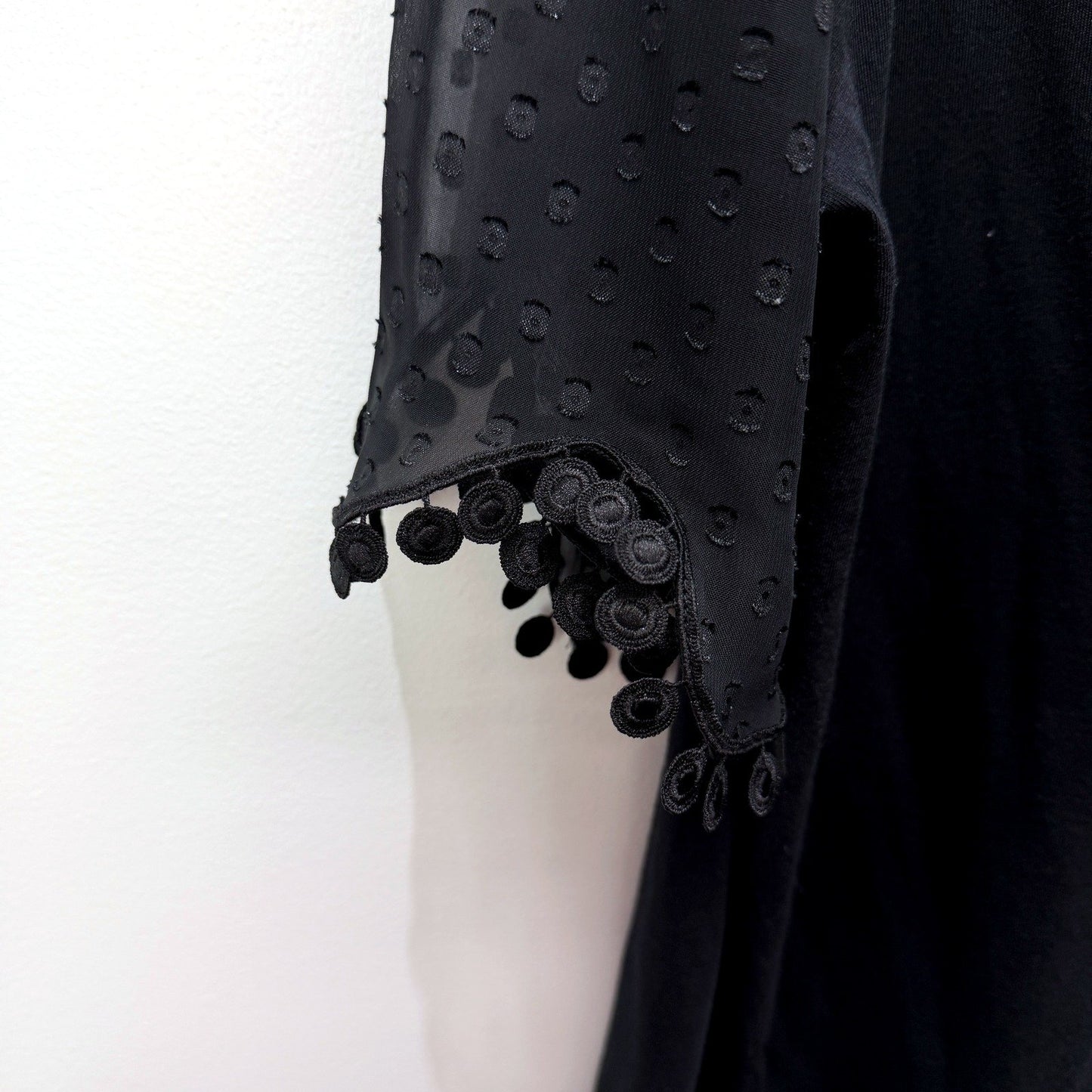 Seed Heritage Womens Puff Sleeve Polka Dot Pullover Sweatshirt Black Size M