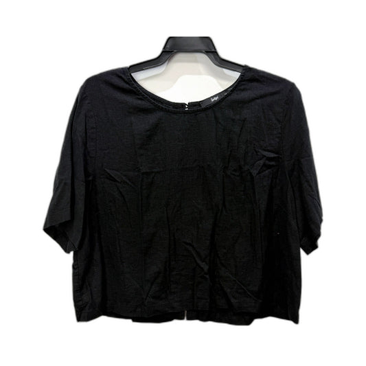 Sportsgirl Womens Black Linen Viscose Crop Top with Button Back, Size 14