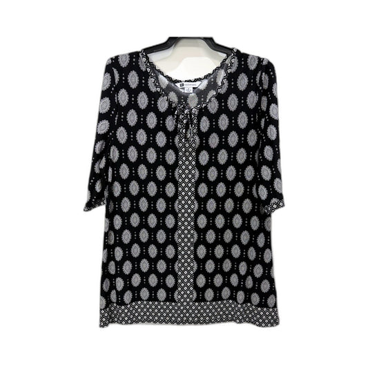 Rockmans Womens Pullover Tunic Black and White Paisley Print Relaxed Fit Size M